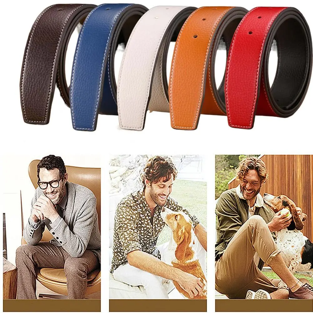 Men 3.7cm Replace Strap Durable Decorative Trousers Waistband Leather Belt Strap No Buckle Belt Genuine Leather