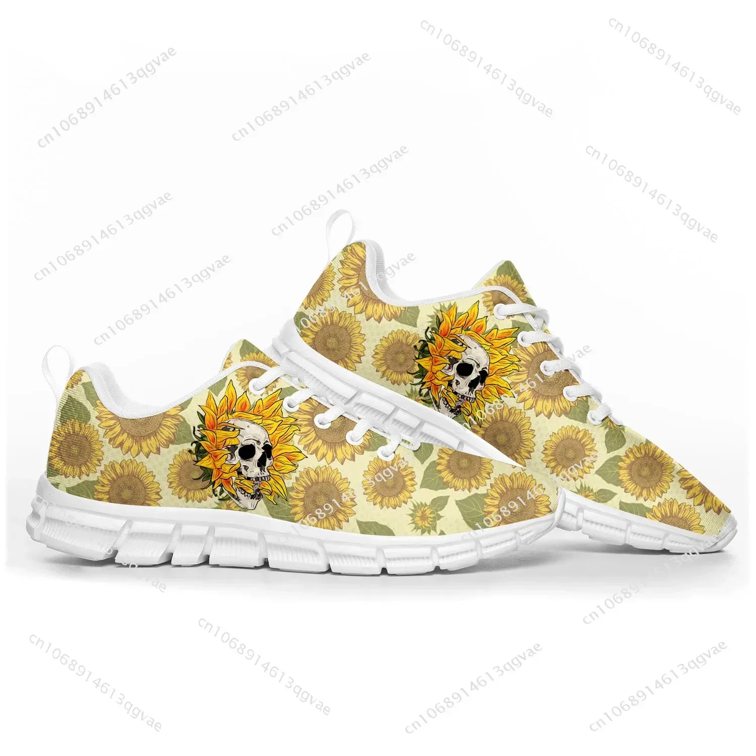 Sunflower Skull Sports Shoes Mens Womens   Customized Sneakers Tailor Made Shoe High Quality Couple White - view 4