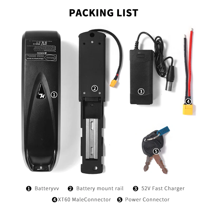 Hailong Bicycle Battery 48V 52V Multi Specification Fast Charging, Professional Grade, Effectively Prevents Overcharging and Overdischarging, Suitable for Bafang、Voilamart、AW、Ebikeling、JauoPay、PEXMOR