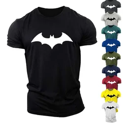 2024 Summer New Fashion Tops Men's Bat Print T-Shirt Round Neck Men's Breathable Fitness Sports Short-Sleeved Quick Dry Clothing