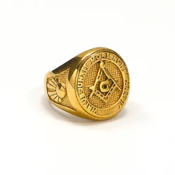 HIP Hop Rock Stainless Steel Masonic Freemasonry Rings for Men Charm Jewelry Black Gold Silver Color Drop Shipping