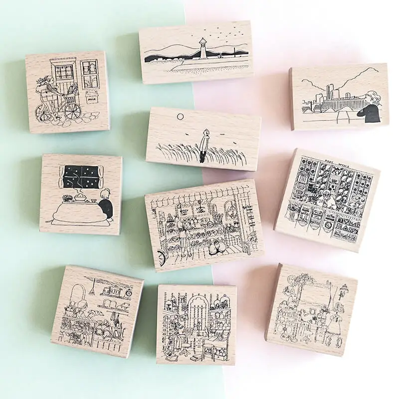 Stamp Scrapbooking Coffee Shop BookCafe House Post Office Diary Decoration Daily Life 9 Types Vintage Rubber Wooden Stamps