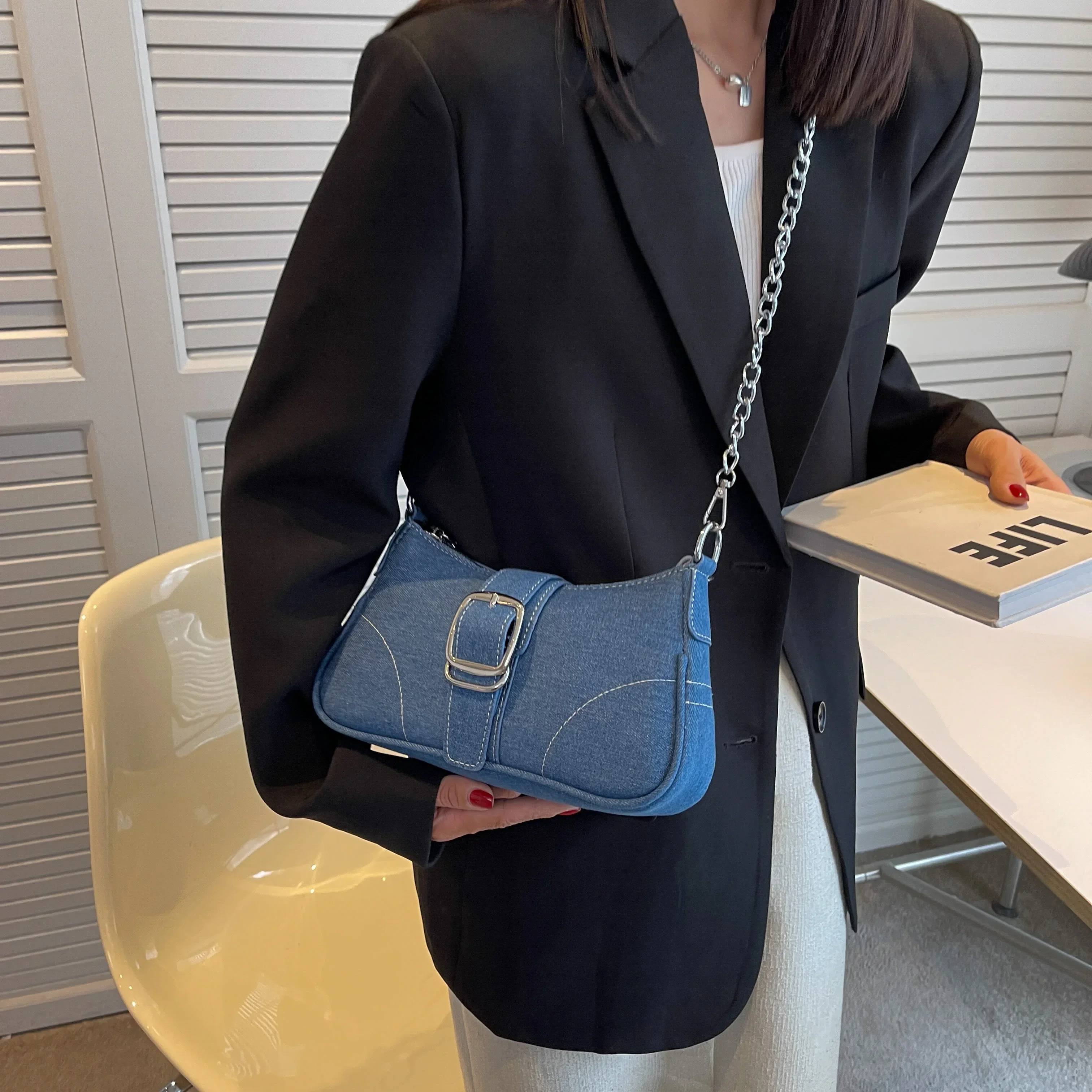 2024 Small Design Jeans Bag Women's New Cross-Shoulder Bag Shoulder Canvas Bag Crossbody Bags for Women