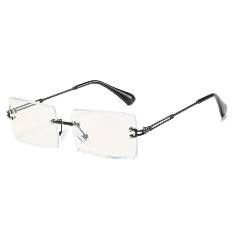 

Fashion Blue Light Blocking Glasses Frameless Rimless Rectangle Glasses Gaming Computer Reading Eyewear Anti Eyestrain