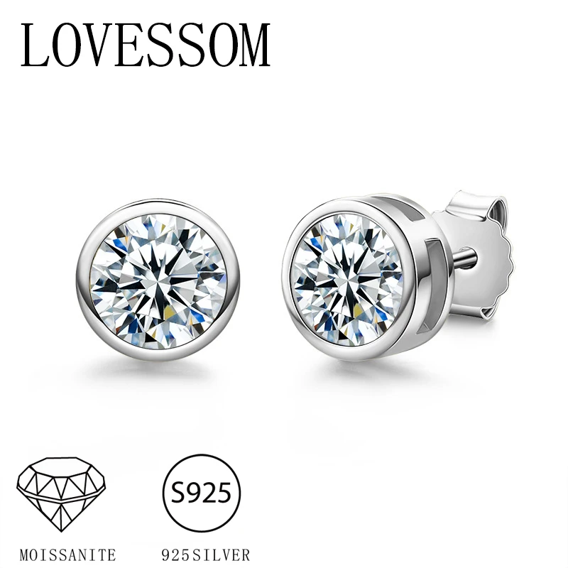 

A pair of 925 silver moissanite fashionable personality handsome simple high quality men and women couple earrings