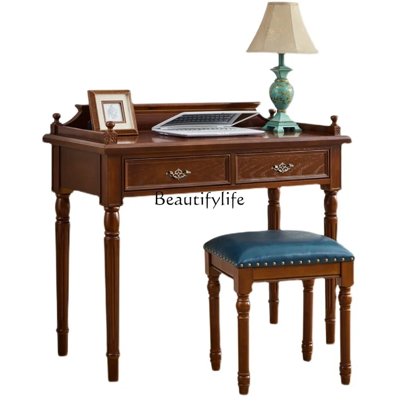

American solid wood study furniture writing desk simple bedroom desk
