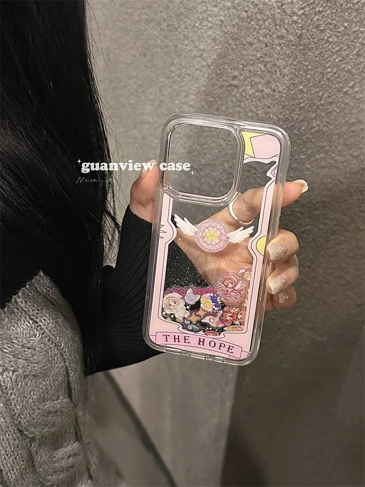 حافظة Guanview Ins Girl's Heart اللامعة ذات الرمال المتحركة متعددة الاستخدامات، صغيرة الحجم، متوافقة مع iPhone 6 pro Max وAp...