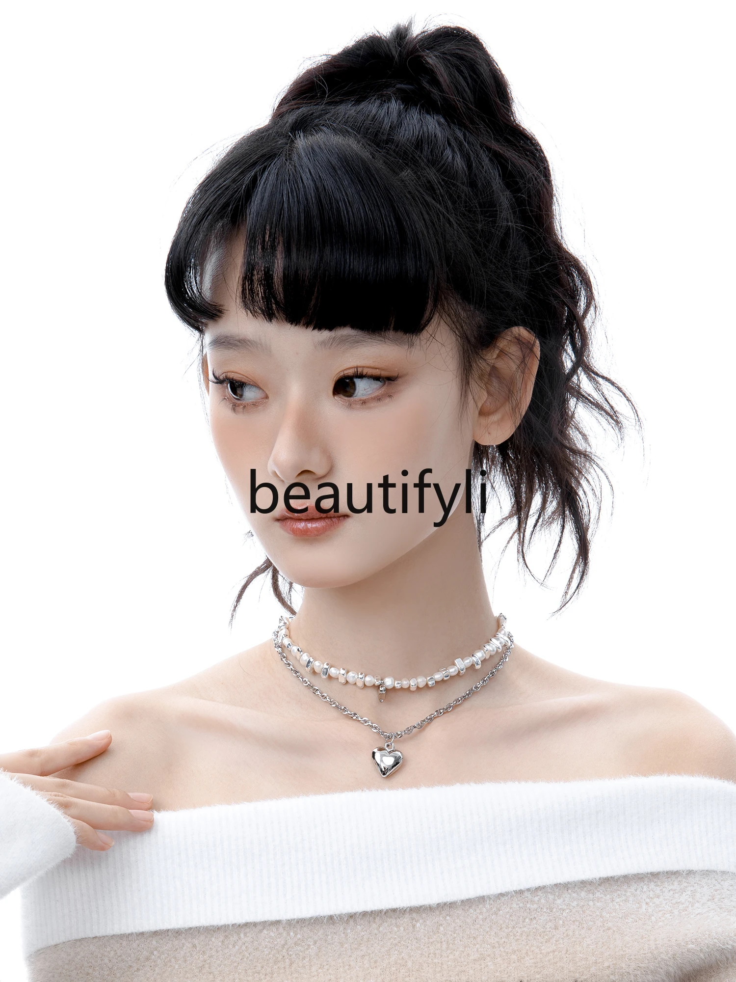 Original niche r collarbone chain freshwater pearl love feedback necklace