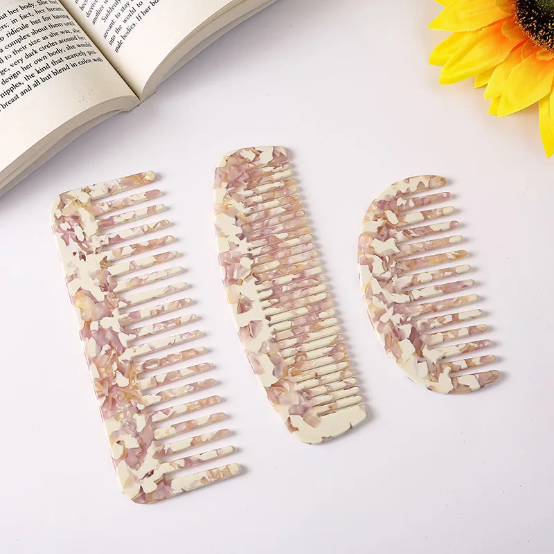 

2022 Hot Sale Korean Geometric Pink Marbling Comb Girl Wind Color Insert Comb High Quality Acetic Acid Combs For Woman Girls