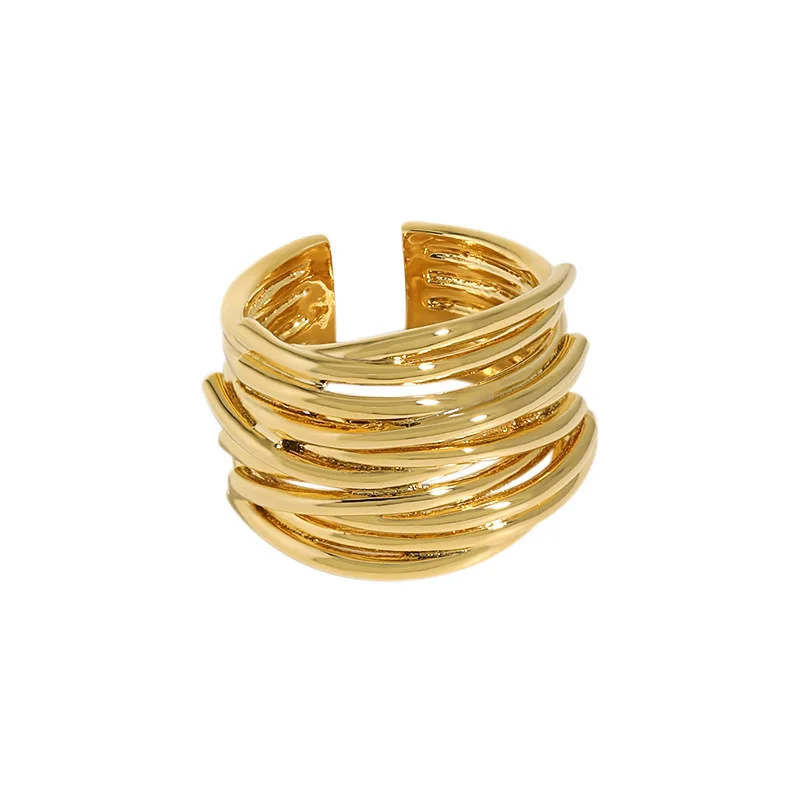 Brass Geo Stackble Line Mix Rings Women Jewelry Punk Style Designer Club Cocktail Party Gown Amazing Trendy Boho Korean Japan