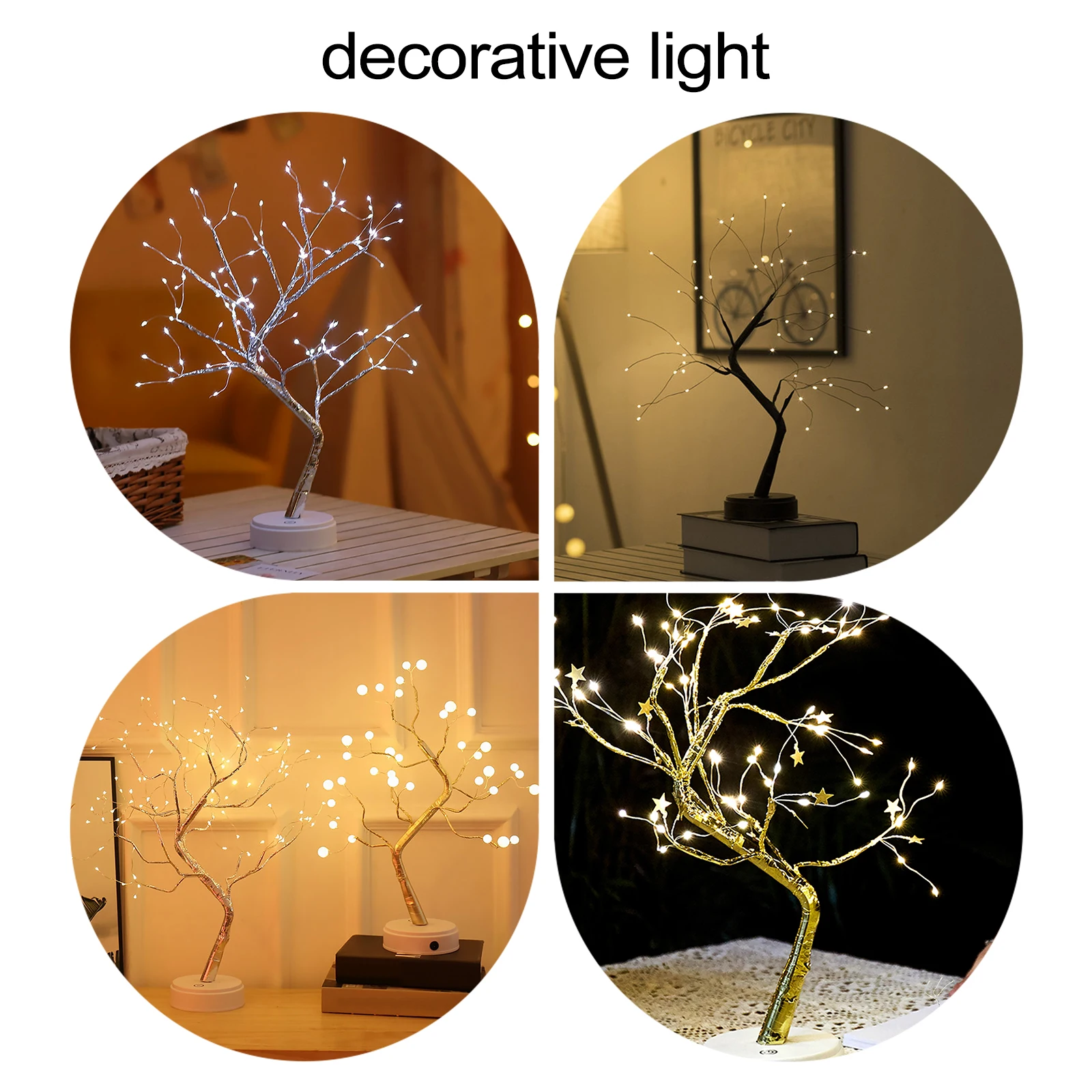 

Copper Wire Tree Shaped LED Lights Touch Switch Night Lamp Indoor Decorative Filament Light nament High Brightness Long Life