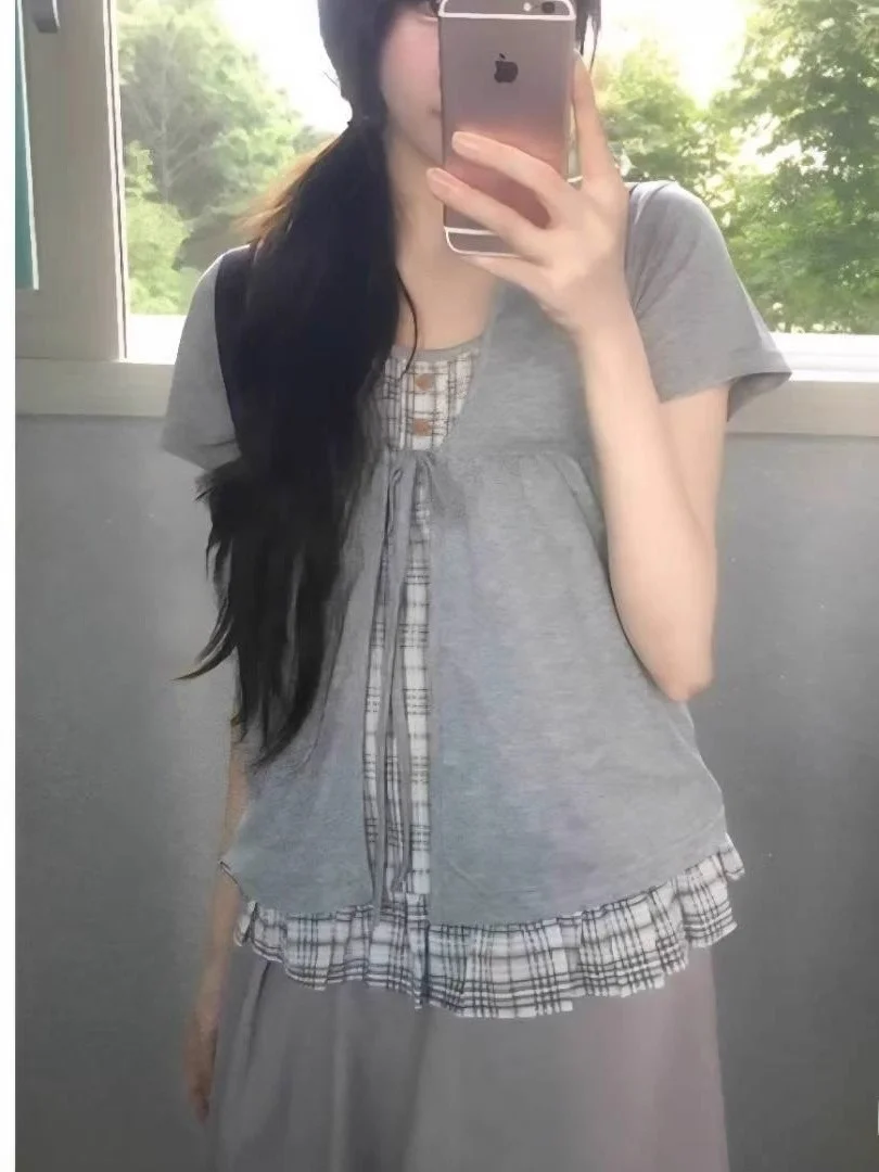 Retro SEI Summer Unique Plaid Color con cintura Slim Fit Casual Cardigan aperto Top da donna coreano Sle Loose Fit irt