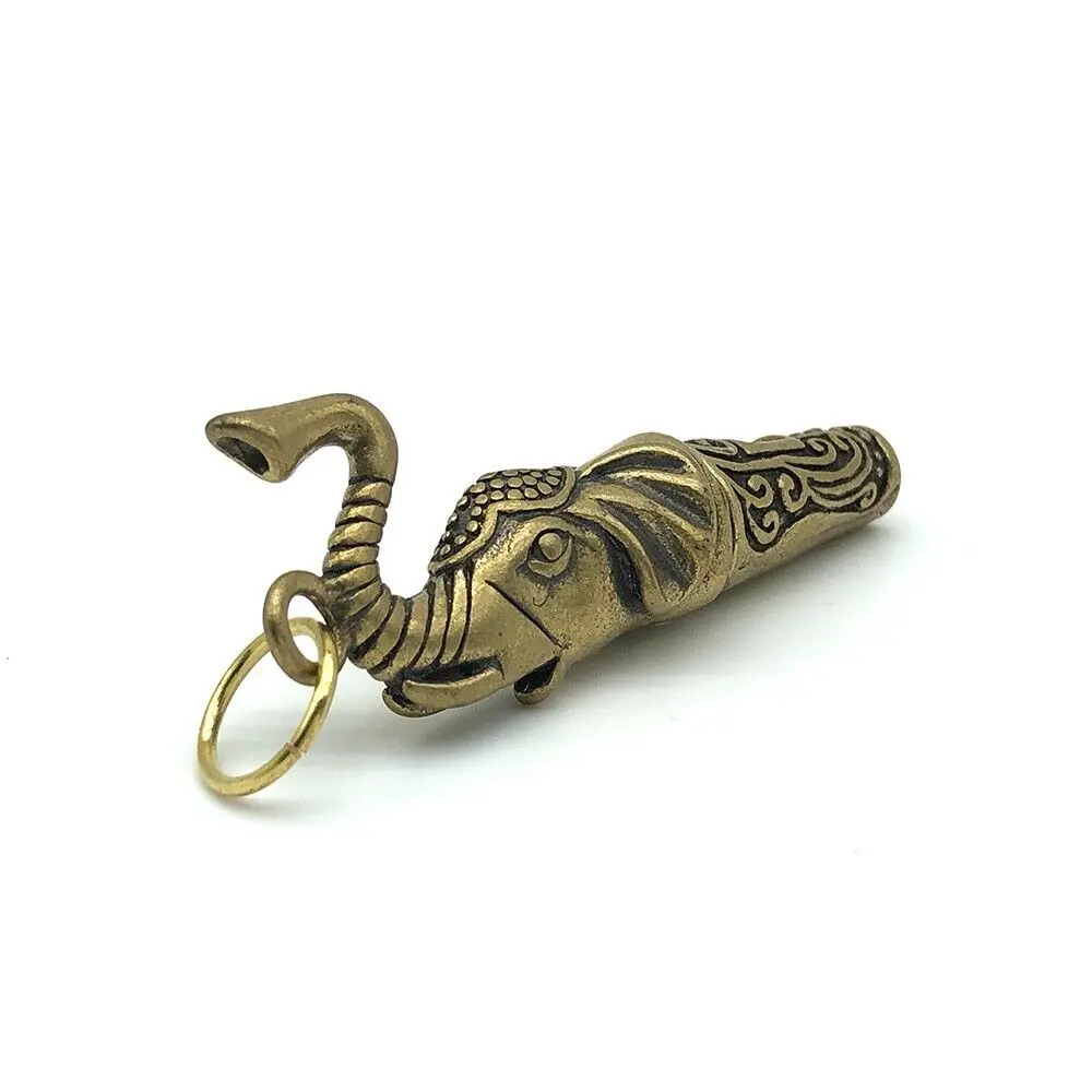 Chinese Antique Collectibles Bronze Elephant Whistle Pendant Key Chain Statue