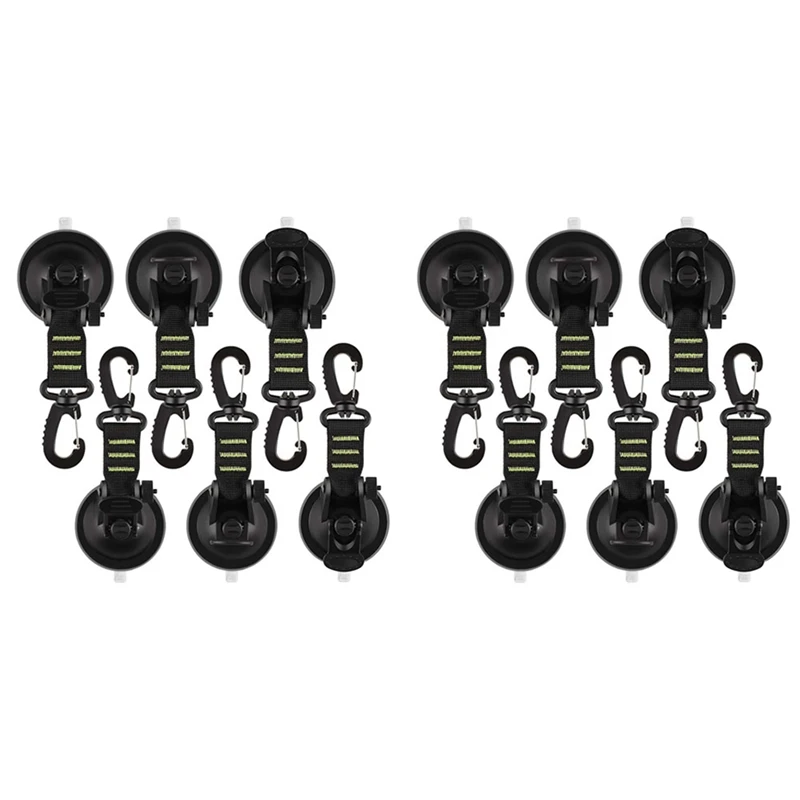 

12PCS Suction Cup Anchor With Securing Hook Tie Down,Camping Tarp Accessory Use For Car Awning