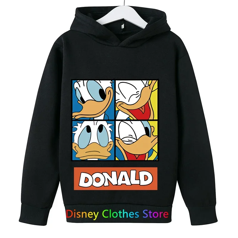 Sweatshirt Children\'s hoodie Cartoon print Mickey Donald Duck Children\'s sportswear Boys Girls hooded crewneck graffiti top