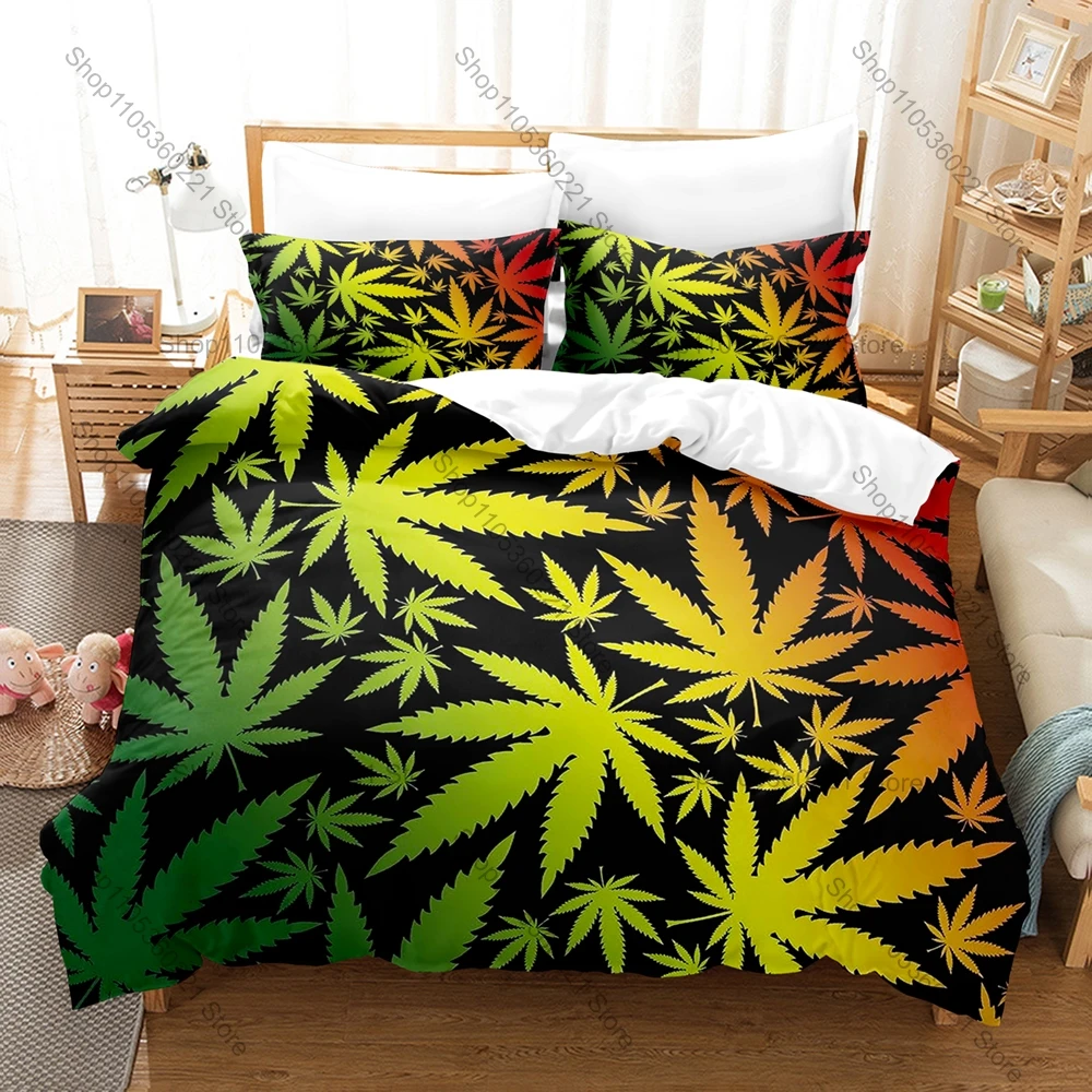 

Personality 3D Leaf Art Bedding Set New Natural Plant Leaves Print Duvet Cover Set Soft Microfiber Bed Linen for Bedroom Decor