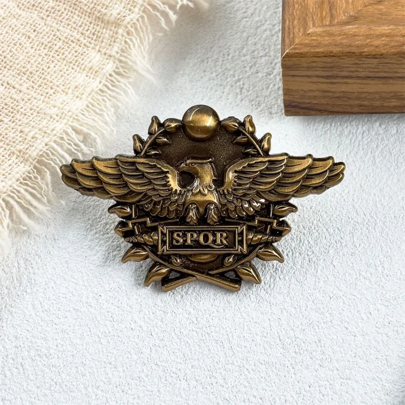 Ancient Roman Empire SPQR Brooch Metal Vintage Eagle Badge Collection Ornament