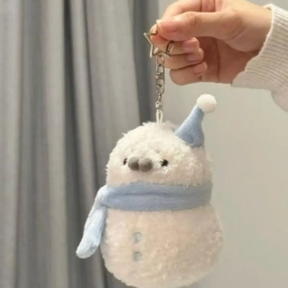 かわいいアザラシ雪だるまぬいぐるみビーズチェーン付き漫画バッグペンダントDIYギフトバックパックデコレーション