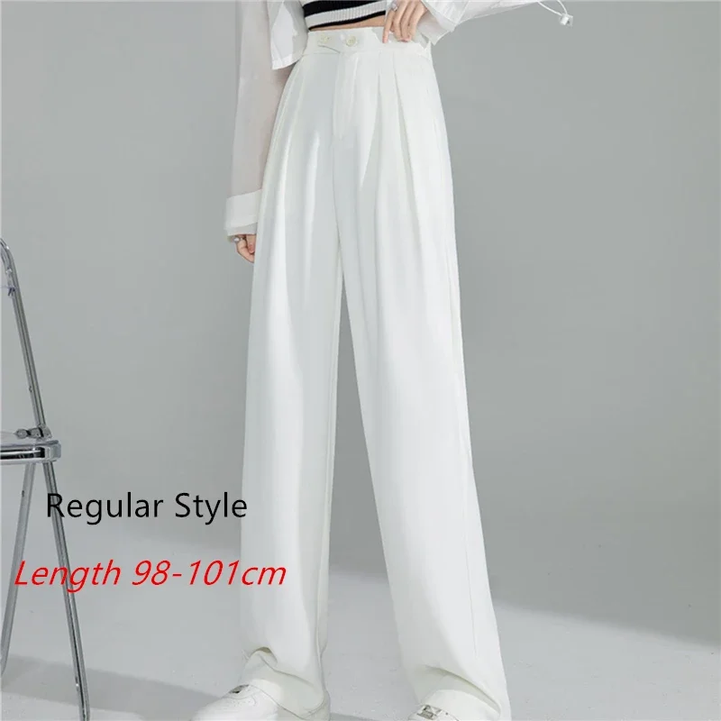 

Summer High Waist Solid Wide Leg Women's Pants New Buttons Female Elegant Minimalism Straight Loose Trousers Korean LJ165