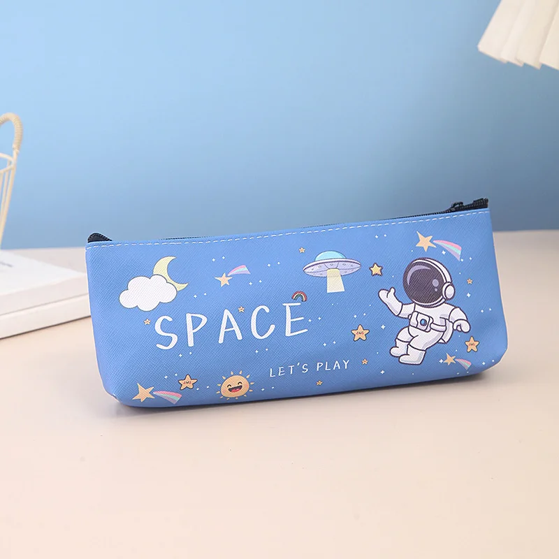 12pcs/lot Kawaii Astronaut Pencil Case Cute PU Leather Pencil Bag Box Stationery Pen Pouch Office School Supplies