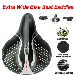 Extra Wide Bicycle Bike Seat Saddles Cushion Shock Absorbing Road Soft Cycling Cushion Pad PU Leather Road Bike Painless Seat