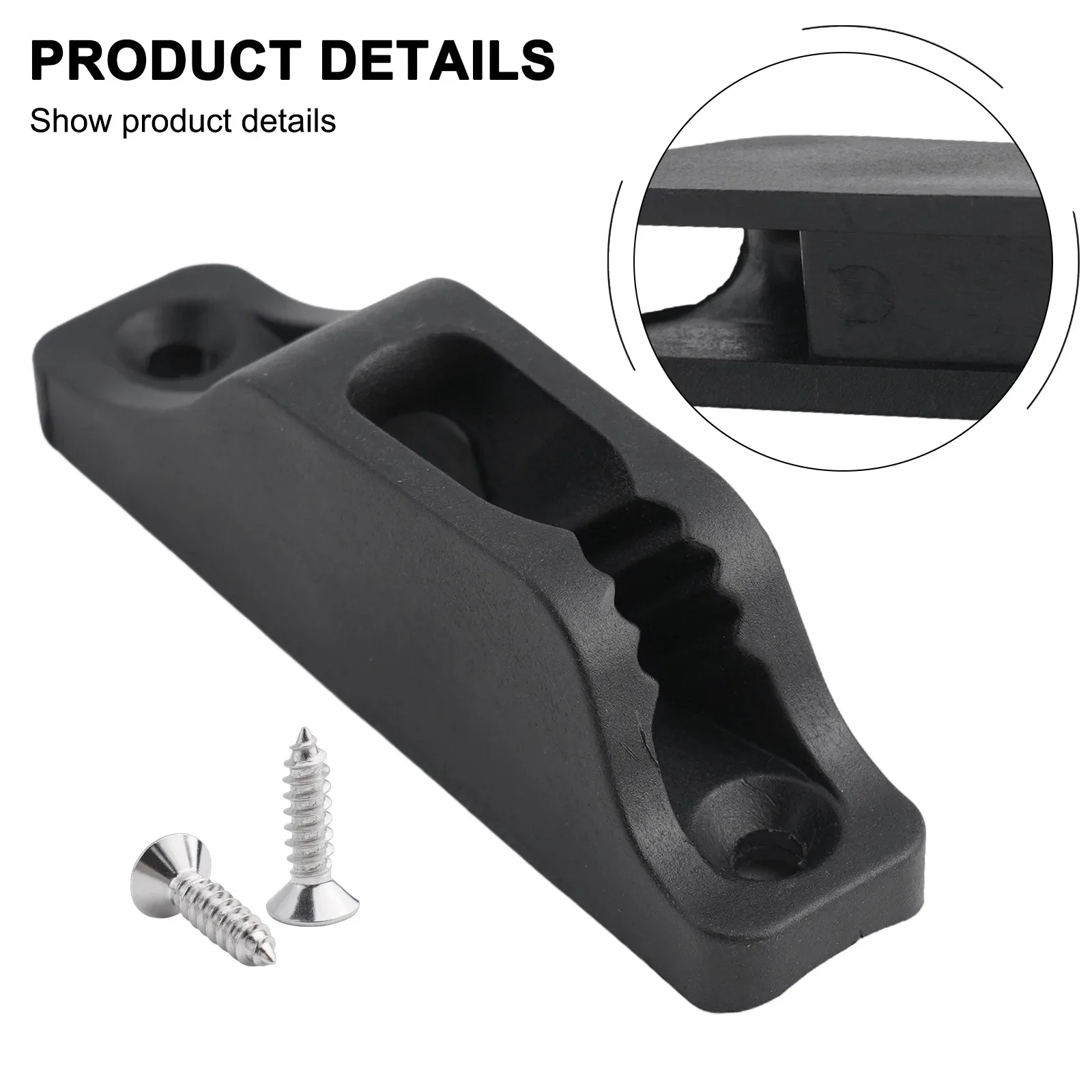 Self Locking Rope Tensioner Slide Black Cleat Nylon Rope Clamp Ideal for 6mm Soft Rope Easy Sail Shape Maintenance