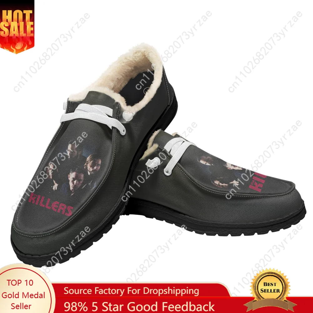 

The Killers Velvet Flat Shoes Mens Womens Warm Casual Shoe Indoor Outdoor Light Shoes Fashion Patterns Text Customized Footwears
