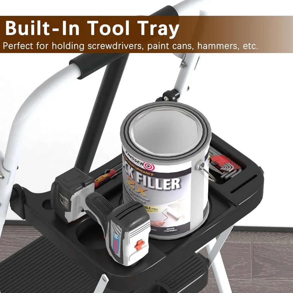 Складной табурет-ступенька с поручнями и платформой для инструментов, грузоподъемность 330 фунтов, портативная лестница для взрослых, сверхмощные табуретки-ступеньки