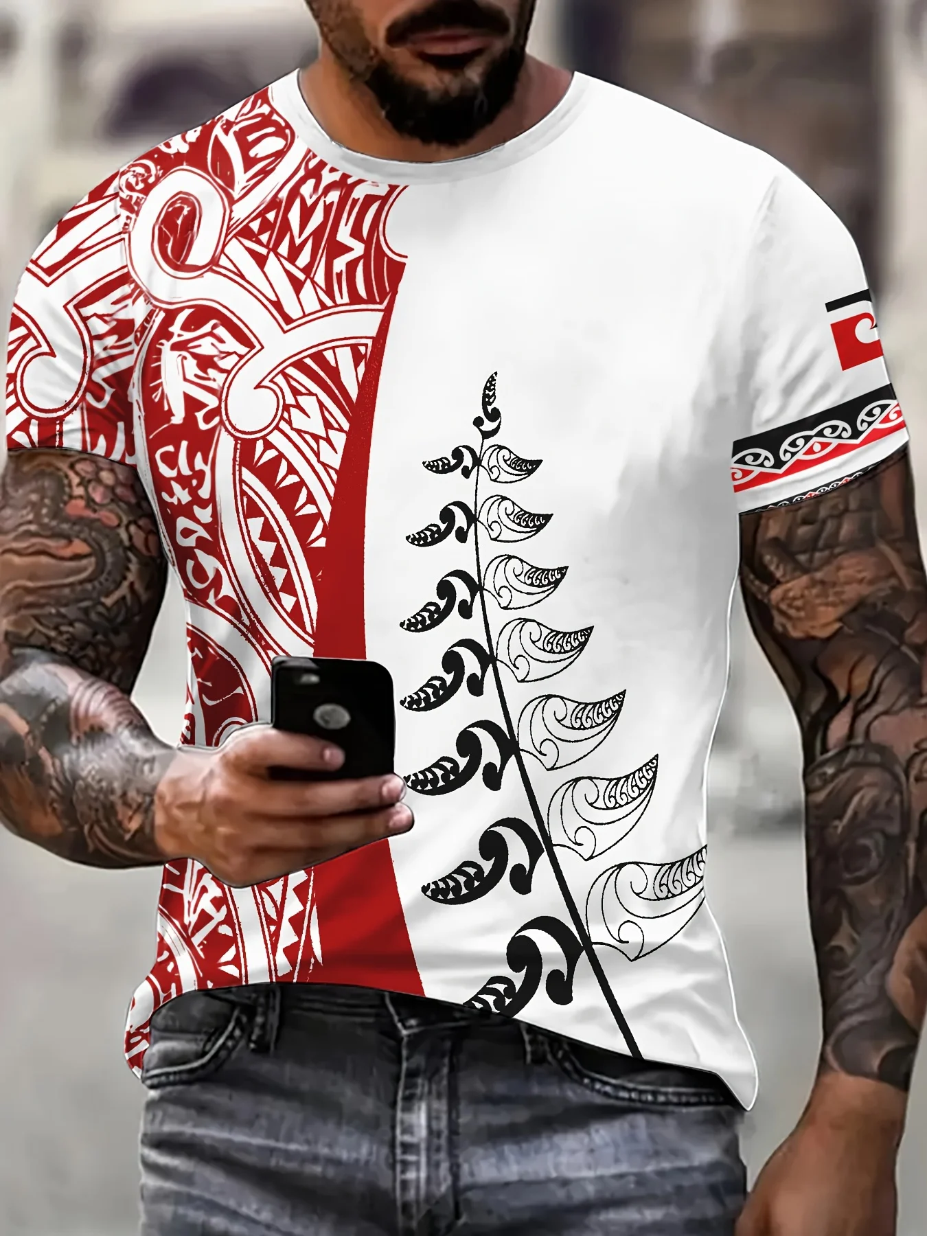 3D Rugby Print T-Shirt Men's Fashion Hawaiian Fitness Quick-Dry Sports Top Plus Size Outdoor Crew Neck Short Sleeve T-Shirt