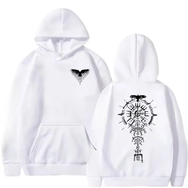 Ancient Viking Raven Print Hoodie Male Daily Casual Fashion Sporty Coats 2025 Autumn New Arrival Men's Sweatshirt High Quality