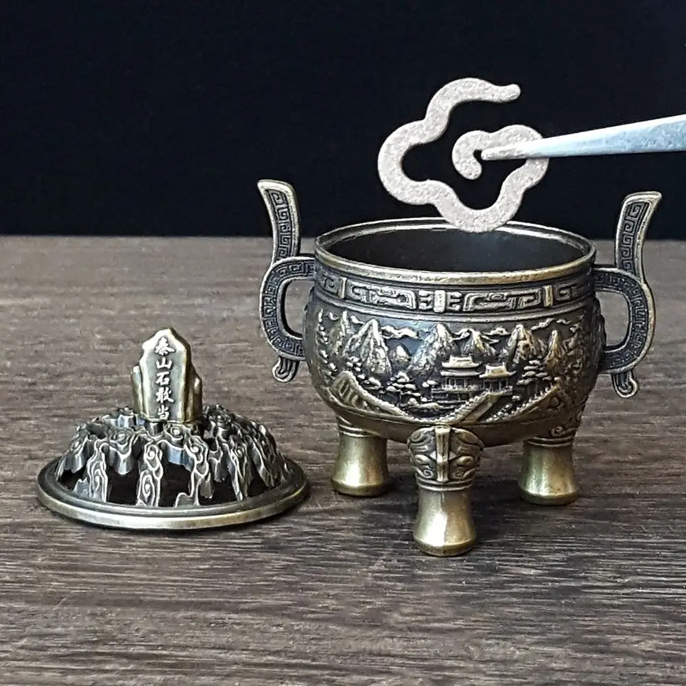 New Chinese Style Incense Burner Alloy Mini Fragrance Holder Hollow Out Cap Lucky Charm Incense Censer Home Use