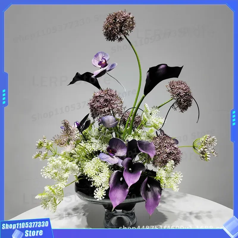 High End Designer Purple Artificial Flower Arrangement Modern Bionic Simulated Bouquet For Living Room Dining Table Home