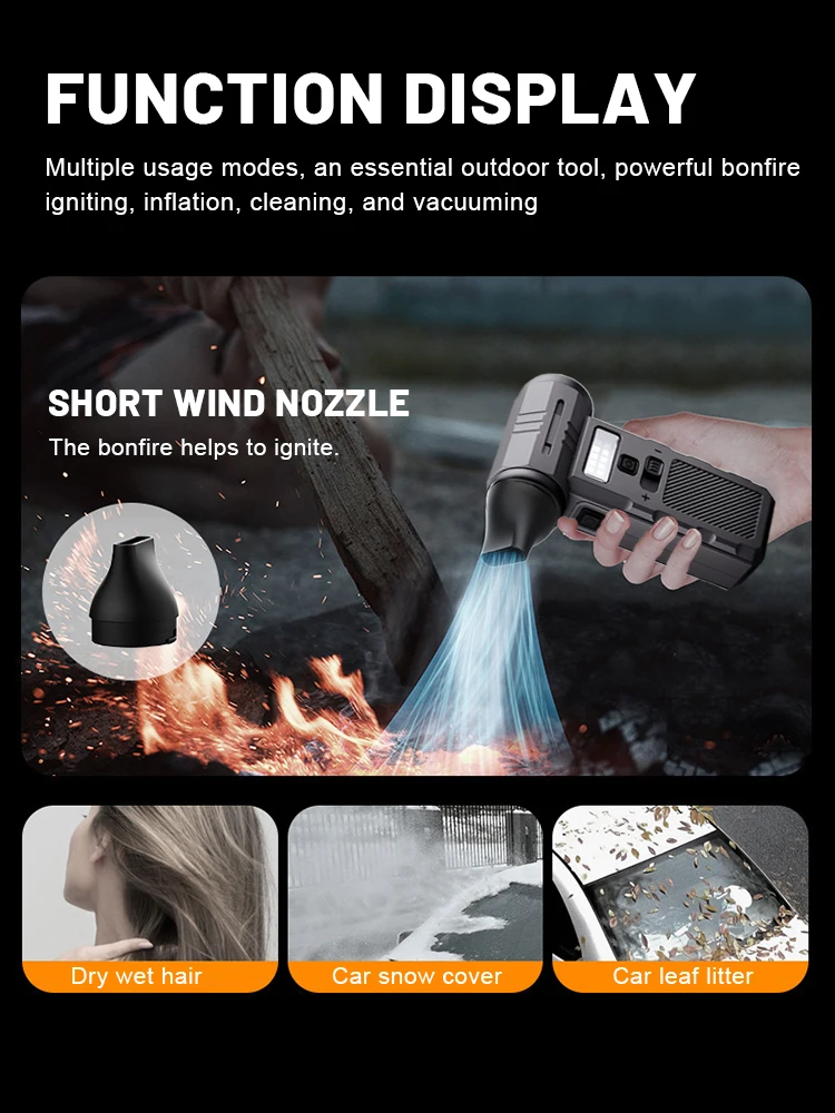 800000RPM Violent Fan Dust Blowing Brushless Ultra Turbo Fan Jet Battery Display High-Speed Handheld Powerful Blower Low Noise