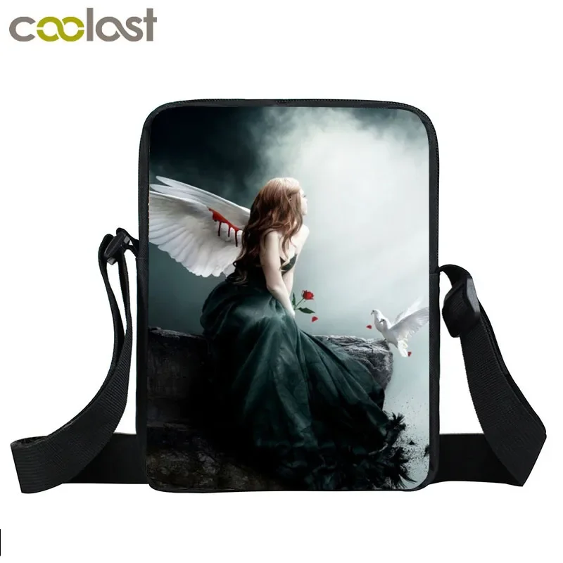 Sad Angel Wing Messenger Bag Girls Satchel Small Leisure Shoulder Bags for Teenagers Pouch Women Handbag Student Schoolbag Gift