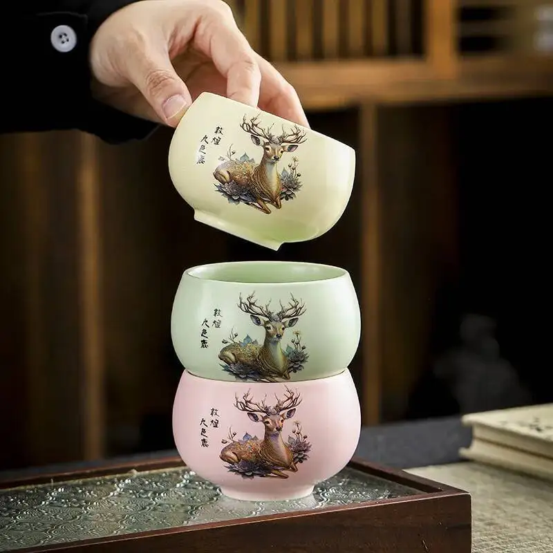 

Чашка Master Cup, девятицветная чашка с оленем, керамическая чашка для дегустации чая, фарфоровая чашка для кунг-фу, 180 мл