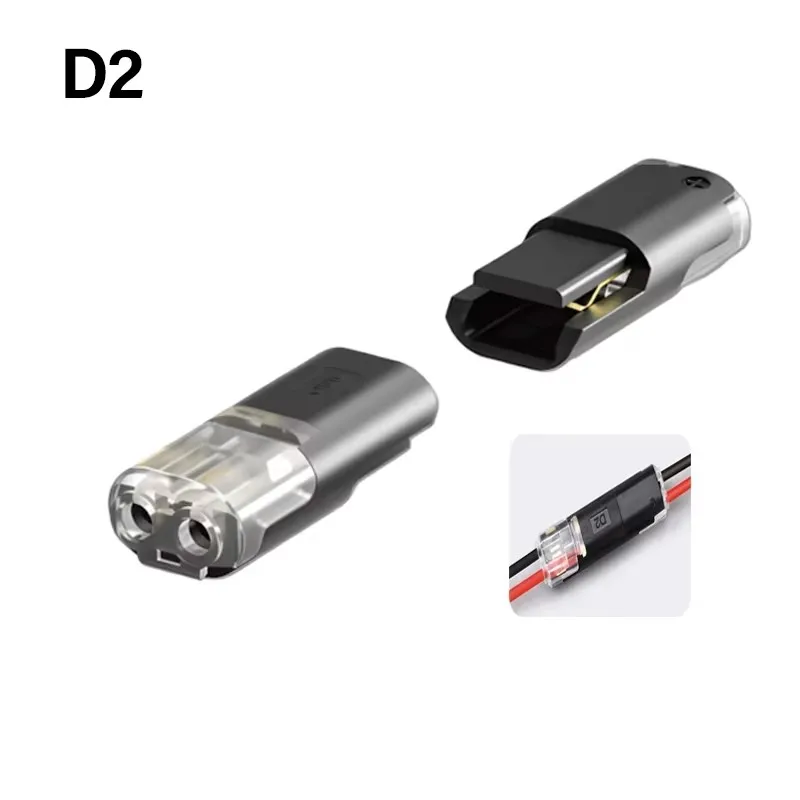 D1/D2/D3 Elektrische draadconnector, 1/2/3-pins kabelverbinding zonder stripkabel Afneembare auto-terminalstekker Universeel