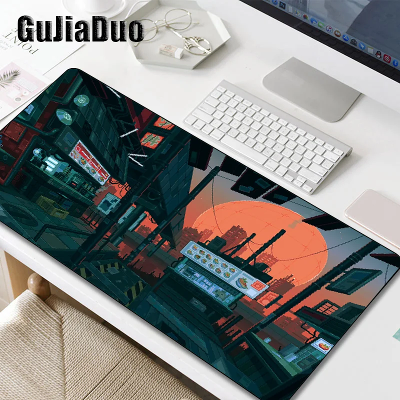 GuJiaDuo Pixel Style grande Mouse Pad Gamer Computer e ufficio tavolo scrivania tappetino Gaming Hoom accessori XL Art Mousepad Pc cuscino