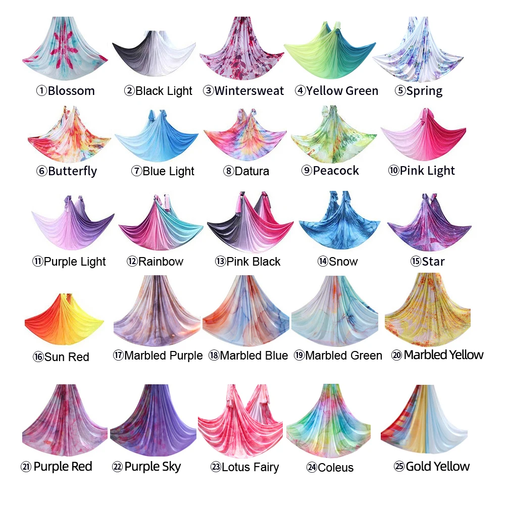 4.4yard 4m Aerial Yoga Hammock Fabric Ombre Aerial silks Gradient Color Yoga Fitness Stretch Belt For GYM Indoor Yoga Studio