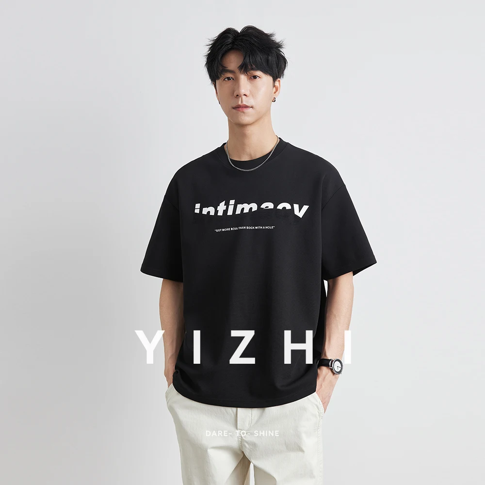 Summer Men's Round Neck Letter T-shirt 2025 New Fashion Printed T-shirt Loose Breathable Cotton Half