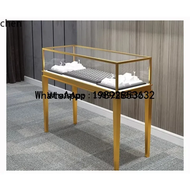 

W7- Stainless Steel Jewelry Antique Jade Jade Glass Display Shelf Display Cabinet living room decoration