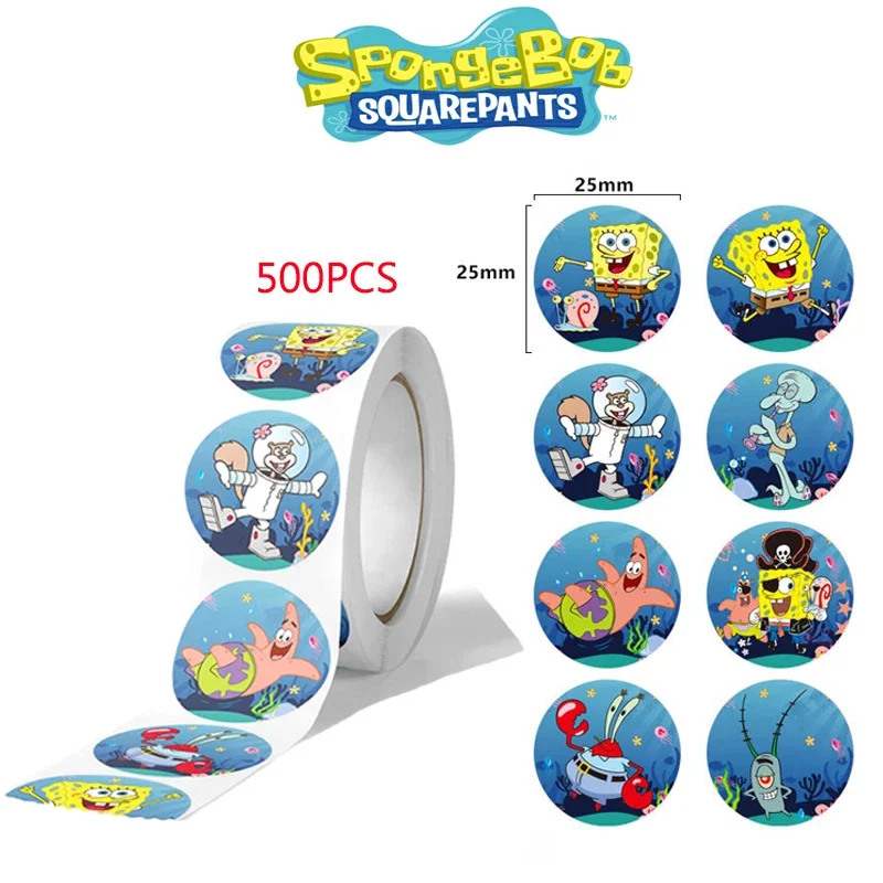 500PCS SpongeBob SquarePants Stickers Cartoon Anime Figure Image Kawaii Cup Luggage Stationery Decoration Toys Sticker Kid Gifts