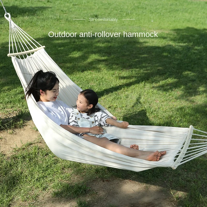 Beige Hammock Outdoor Swing Summer Camping Anti Rollover Household Indoor Single and Double Adult Dormitory