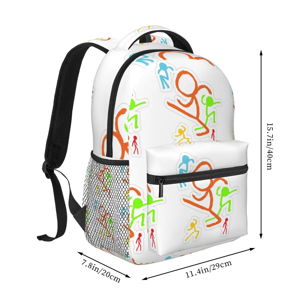 Alan Becker Five Stick Figures With Fire Mouse Pickaxe Backpacks Boys Girls Bookbag School Bags Travel Rucksack Shoulder Bag