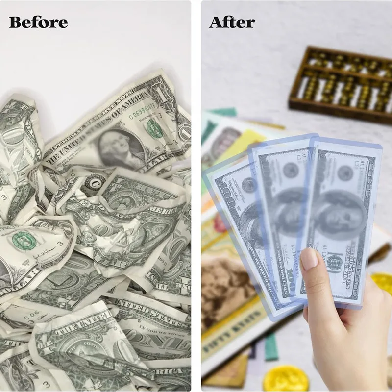 50Pcs Clear PVC Paper Money Stamp Collection Bag Paper Currency Protective Cover Supplies Two Sizes Paper Money Stamp Collection