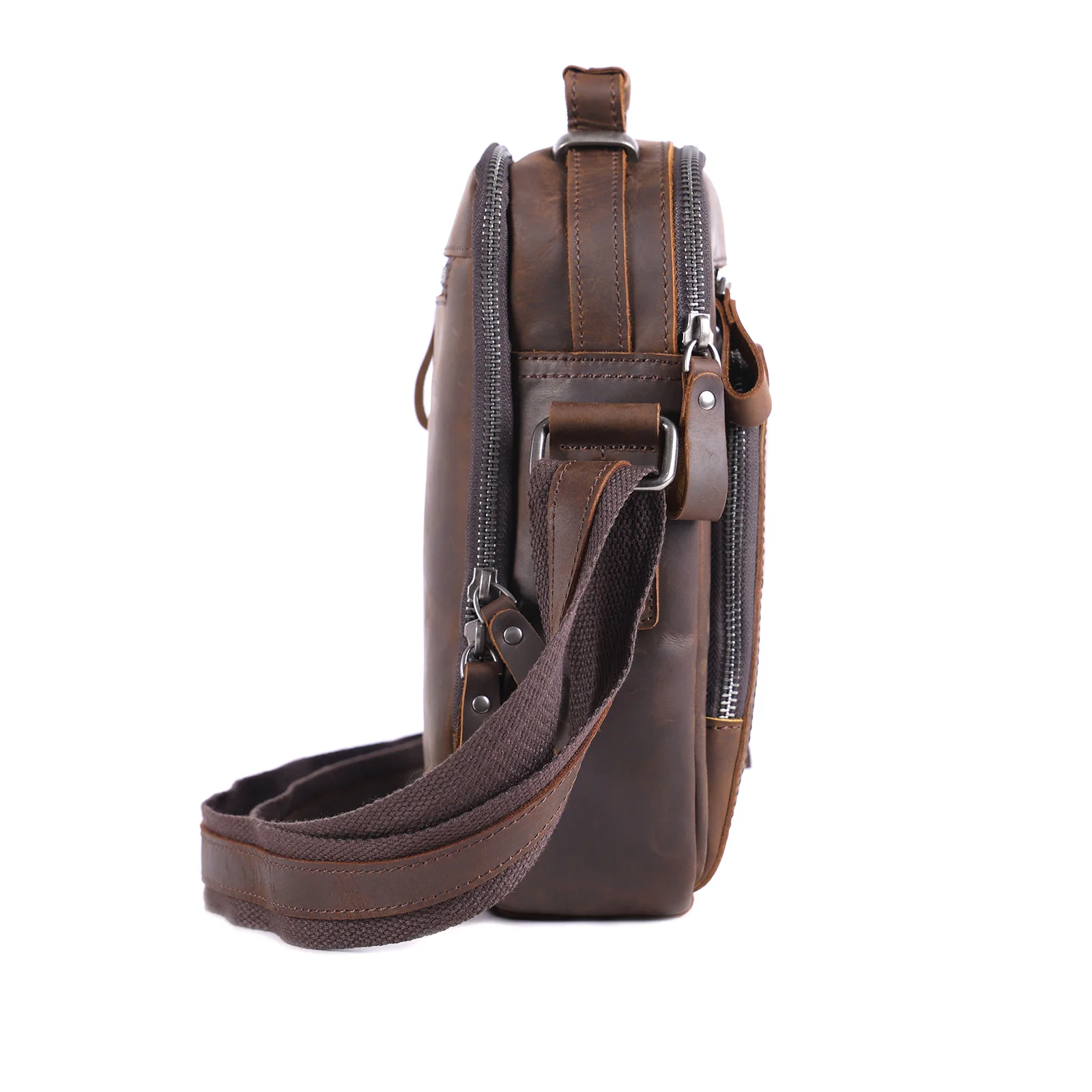 Vintage Herren-Umhängetasche aus Vollnarbenleder | Handgefertigter Messenger aus Used-Leder – Detail 22