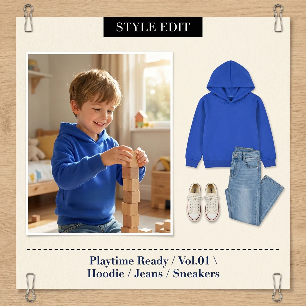 Individueller Kinder-Sweatshirt mit Kapuze für Jungen und Mädchen, Kleinkinder-Pullover mit Text-, Logo-, Bild- oder Namensdruck, Baumwolle, Langarm-Design, T-Shirt – Detail 4