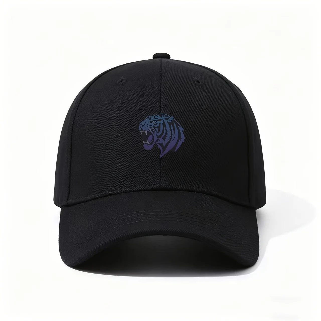Baseball Cap, Made of Lightweight Fabric with Adjustable Strap, Features a Fierce Blue Tiger Head Graphic, Exudes Strength And B