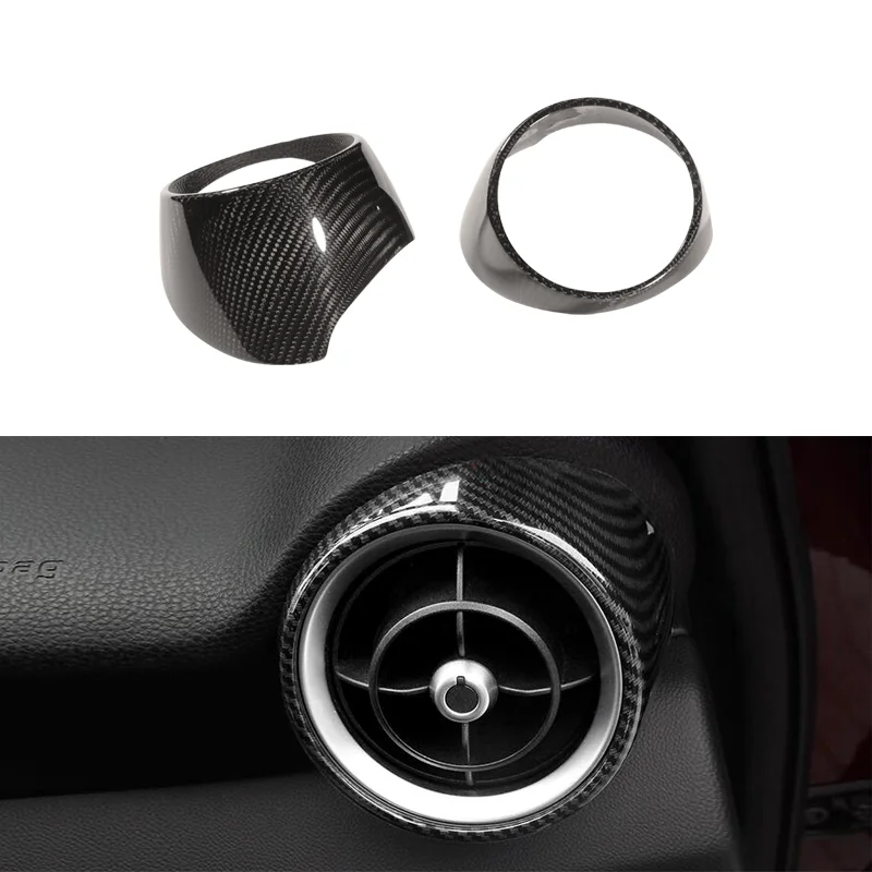 

2pcs Real Dry Carbon Interior Dashboard Air Conditioning Side Vent Outlet Cover Trim for Alfa Romeo Stelvio 2017-2019