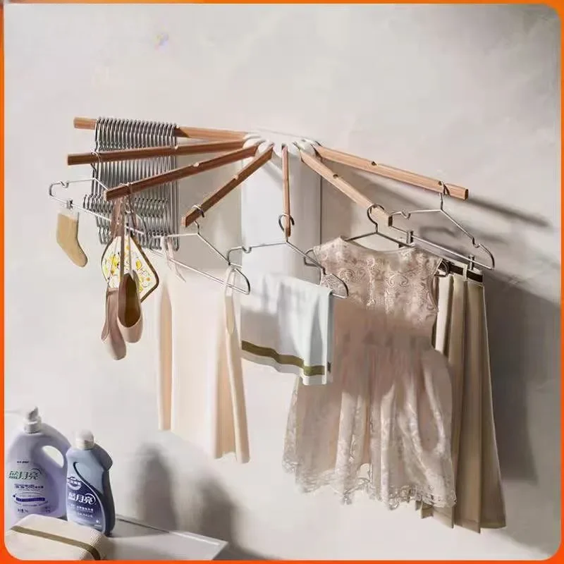 Invisible Octopus Folding Drying Rack for Balcony and Bedroom Wall-Mounted Clothes Dryer Eight-Armed Artifact