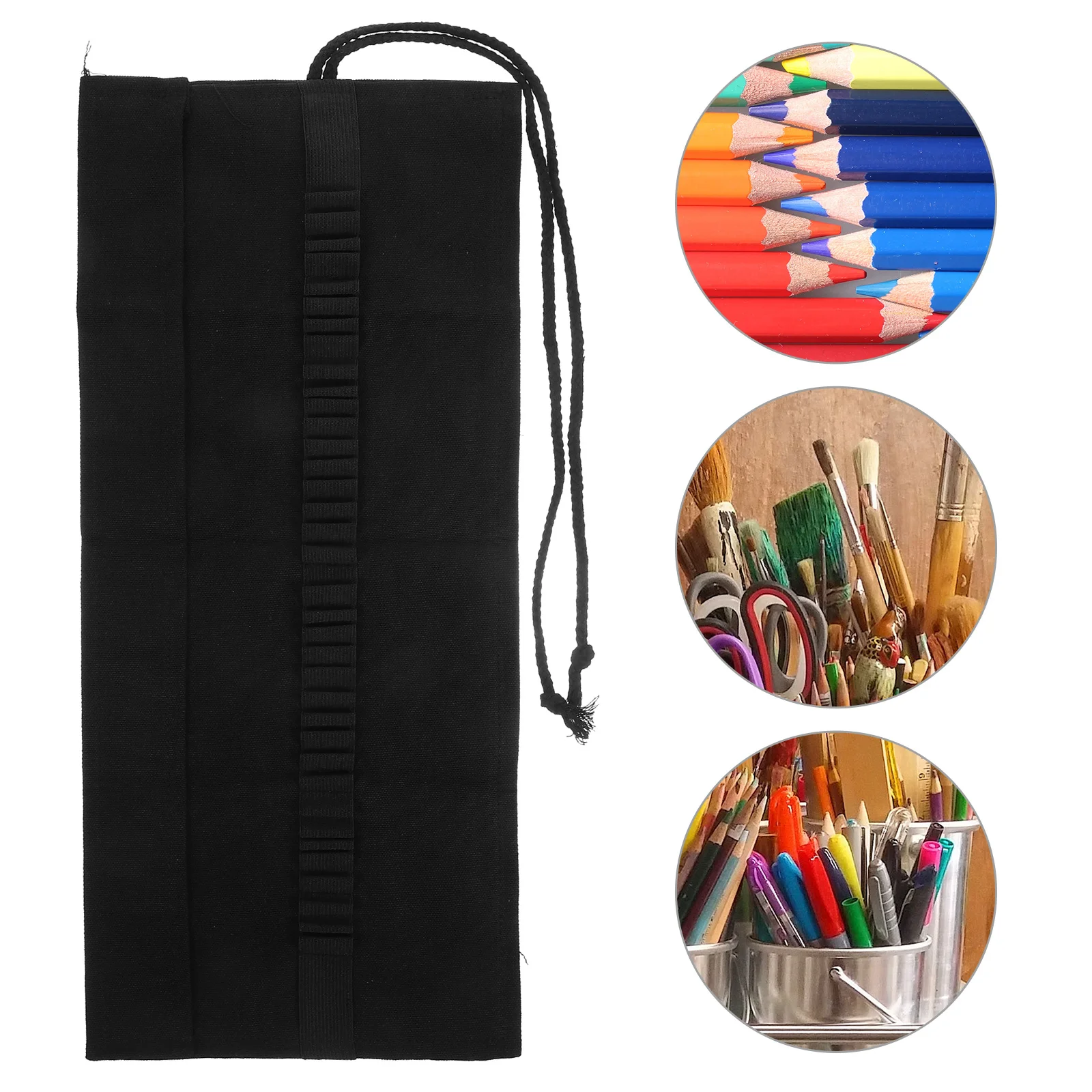 

Canvas Pencil Roll Up Case Durable Protective Organizer Large Capacity Roll Up Pouch Pen Wrap Holder for Colored Pencils Pens